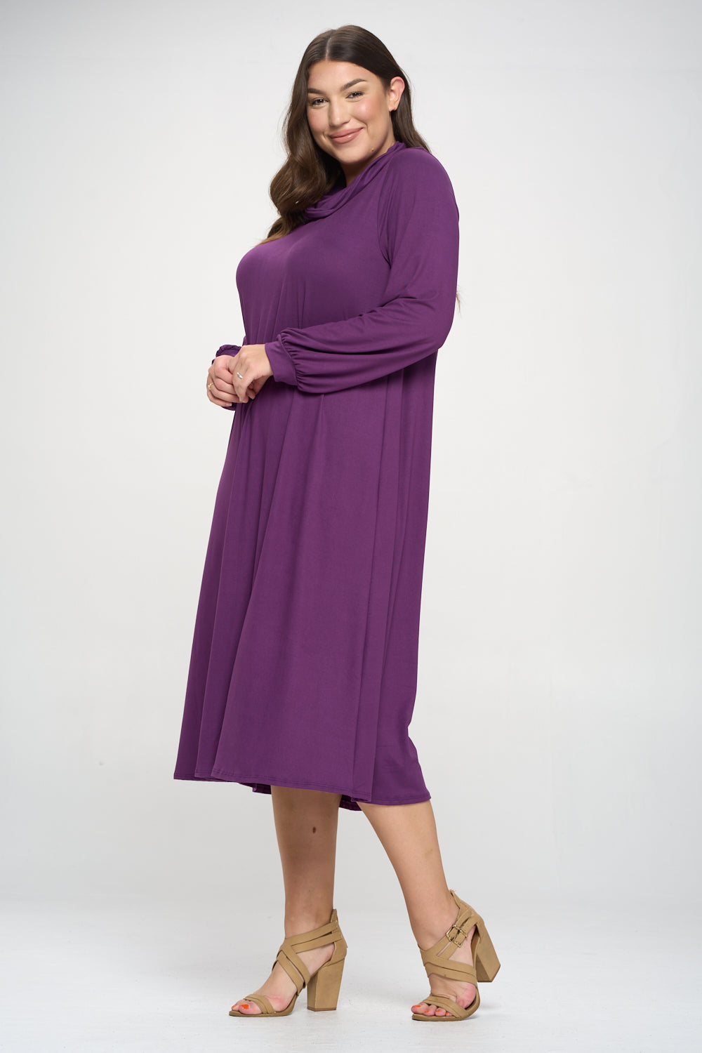 Cowl Neck Midi Dress Plus Size