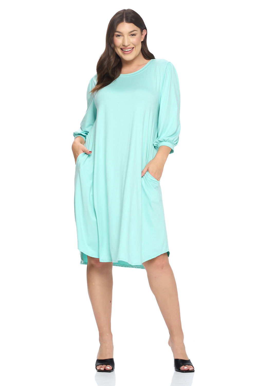 Balloon Sleeve Midi Dress Plus Size