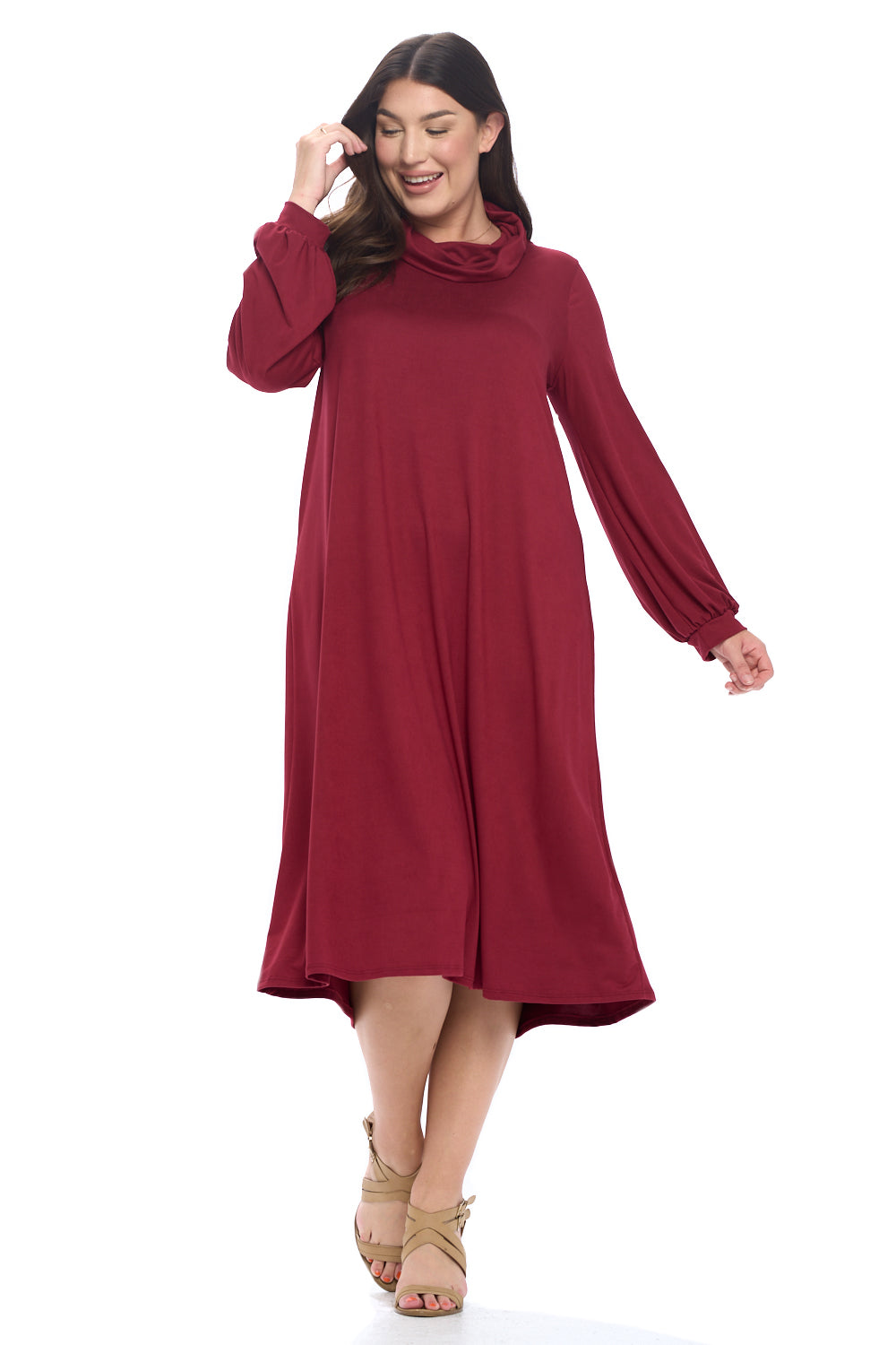 Cowl Neck Midi Dress Plus Size