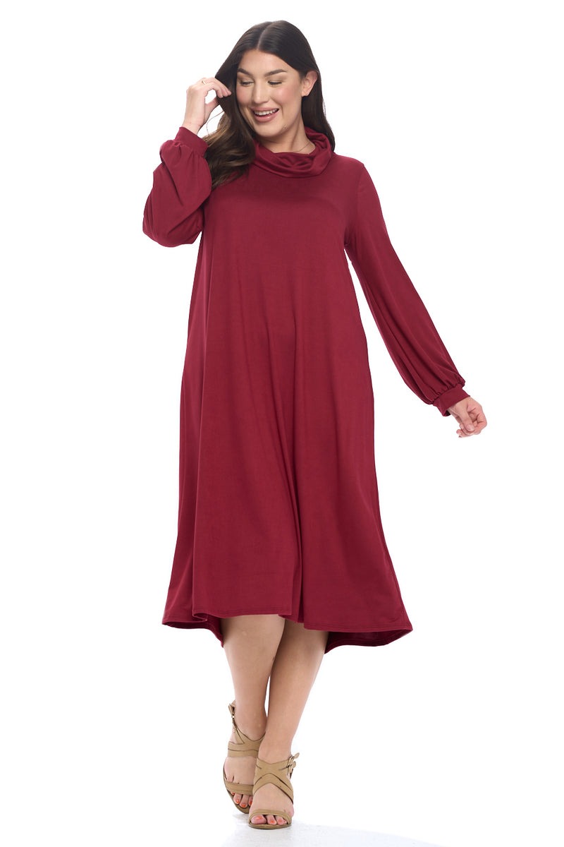 Cowl Neck Midi Dress Plus Size