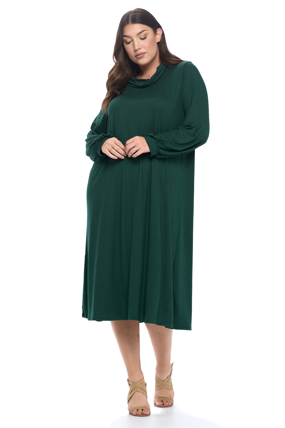 Cowl Neck Midi Dress Plus Size