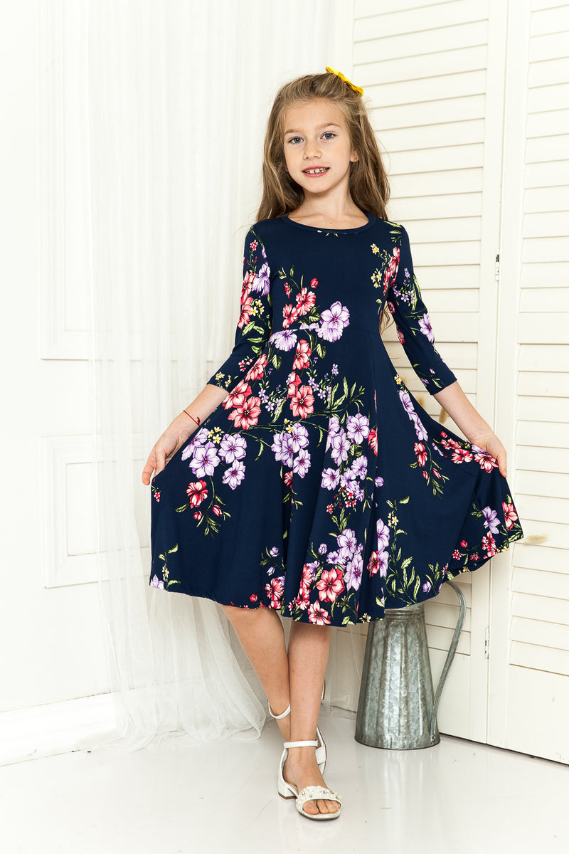 Princess Seam A-Line Dress Floral – The Apparel Bar
