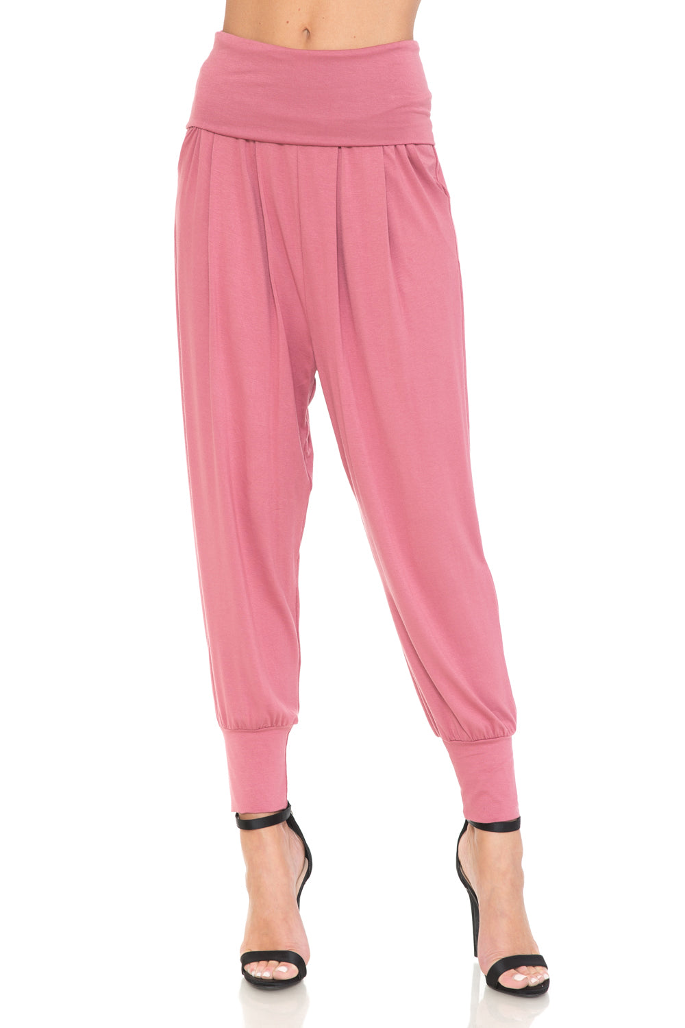 Banded Waist Harem Jogger Pants with Pockets