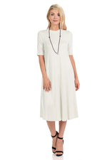 Mock Neck Trapeze Midi Dress