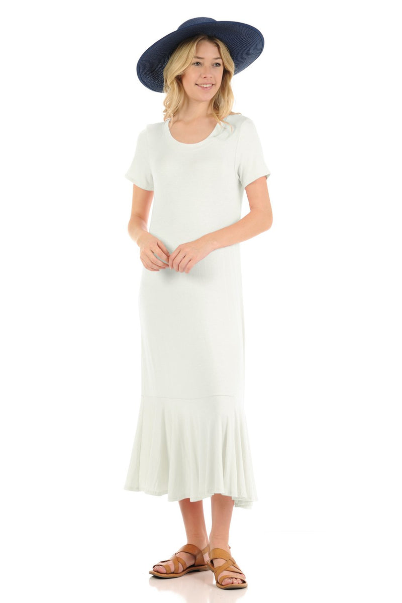A-Line Ruffle Hemline Midi Dress