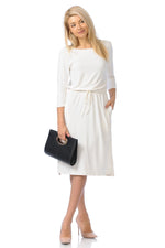 Relaxed Midi Dress with Elastic Waist Solid