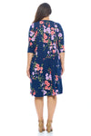 A-Line Trapeze Midi Dress Floral Print Plus Size