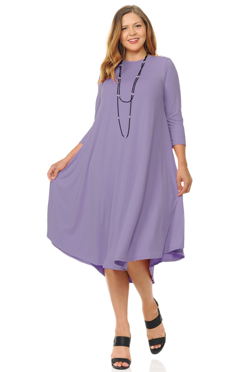 Swing Midi Dress Solid Plus Size