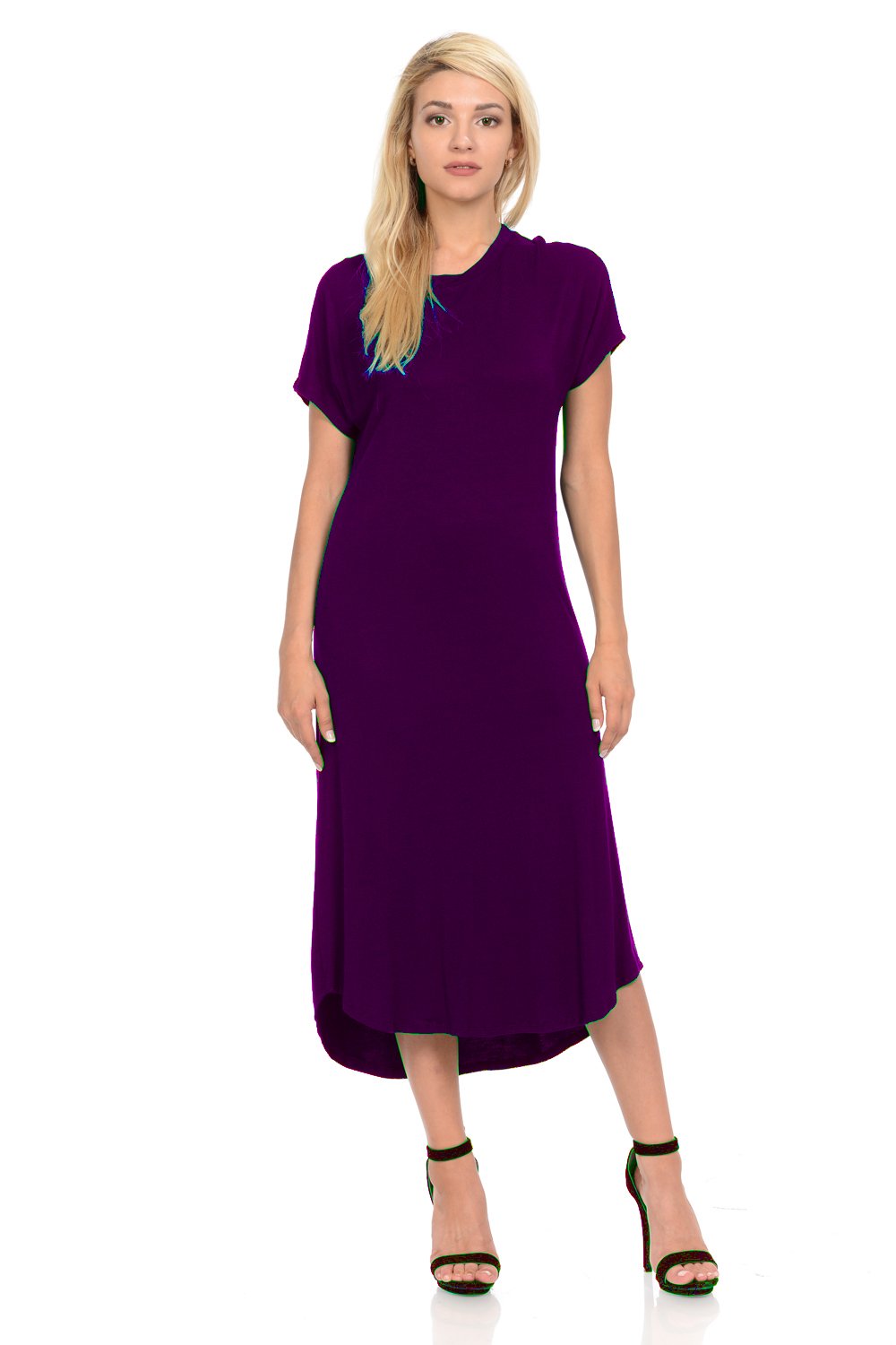 A-Line Short Sleeve Midi Dress