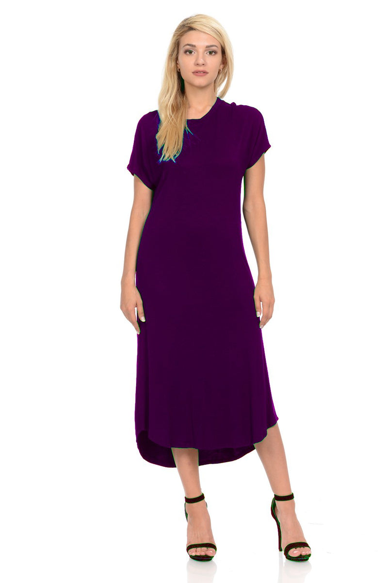 A-Line Short Sleeve Midi Dress
