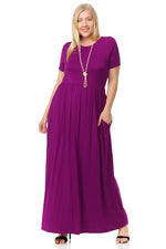 Short Sleeve Maxi Dress with Pockets Plus Size