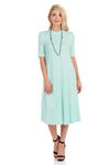 Mock Neck Trapeze Midi Dress