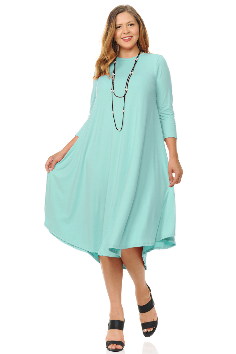 Swing Midi Dress Solid Plus Size