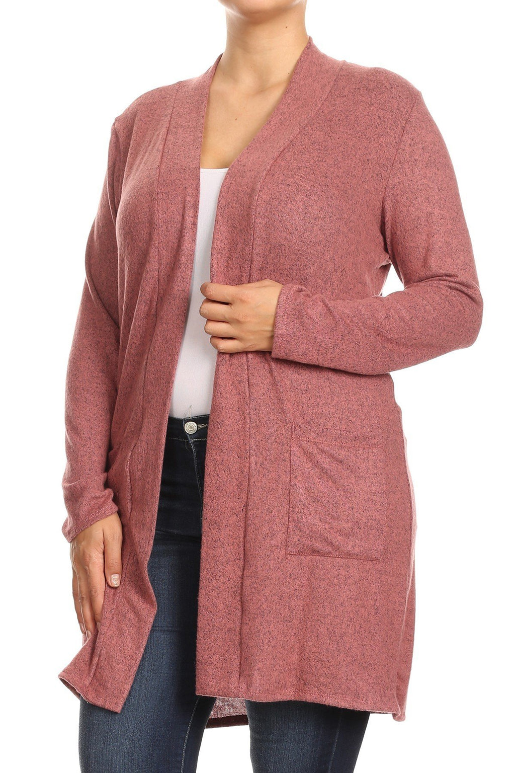 Hacci Open Front Cardigan Plus Size