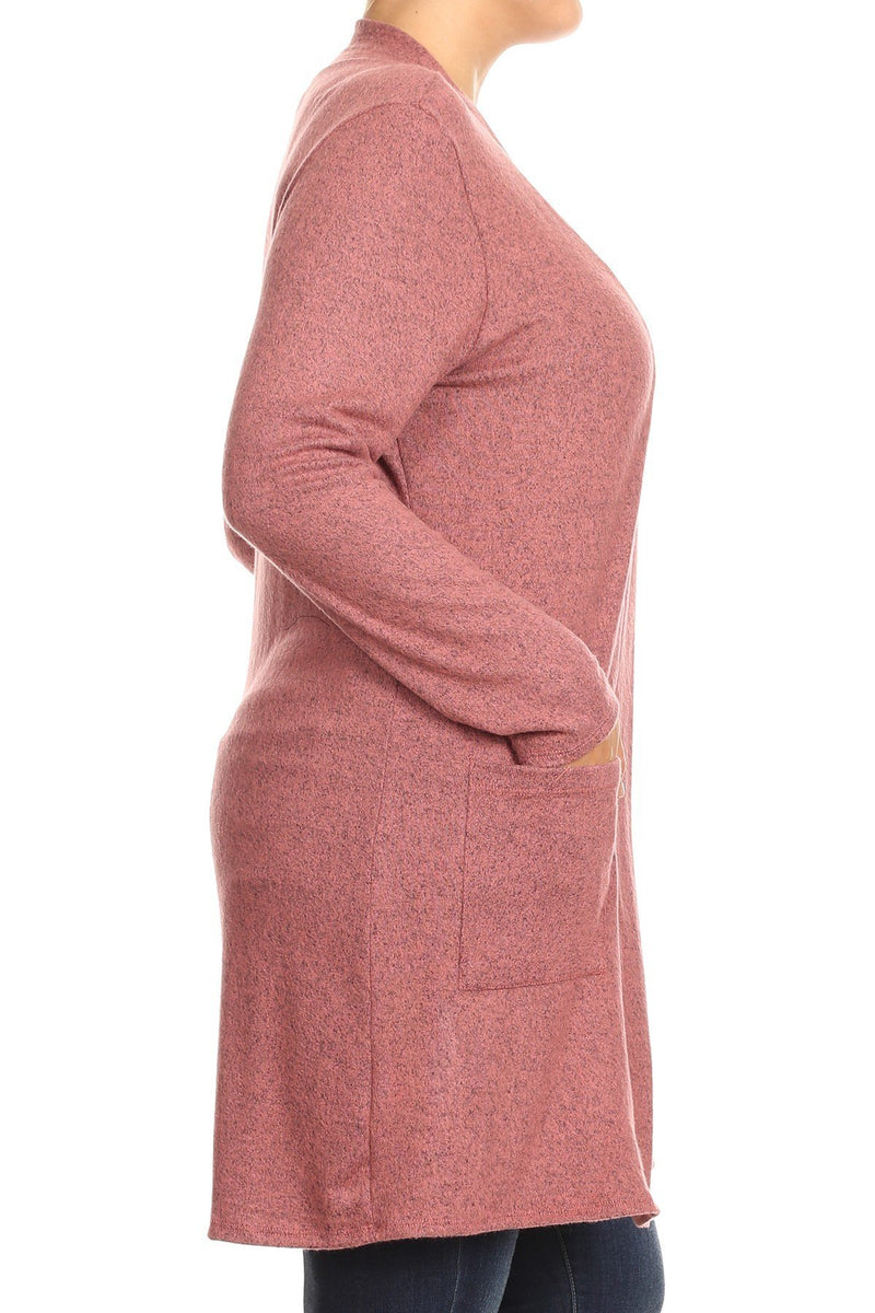 Hacci Open Front Cardigan Plus Size