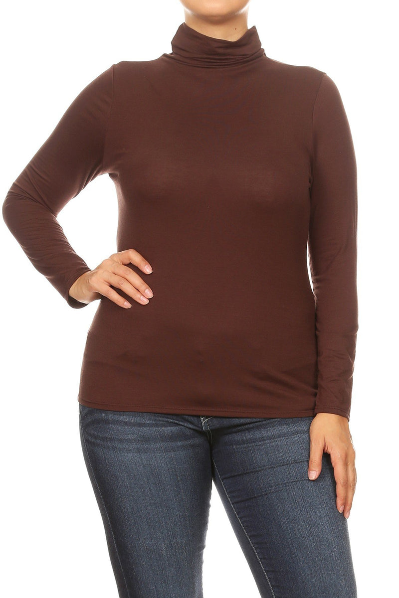 Solid Turtle Neck Tee Plus Size