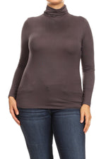 Solid Turtle Neck Tee Plus Size
