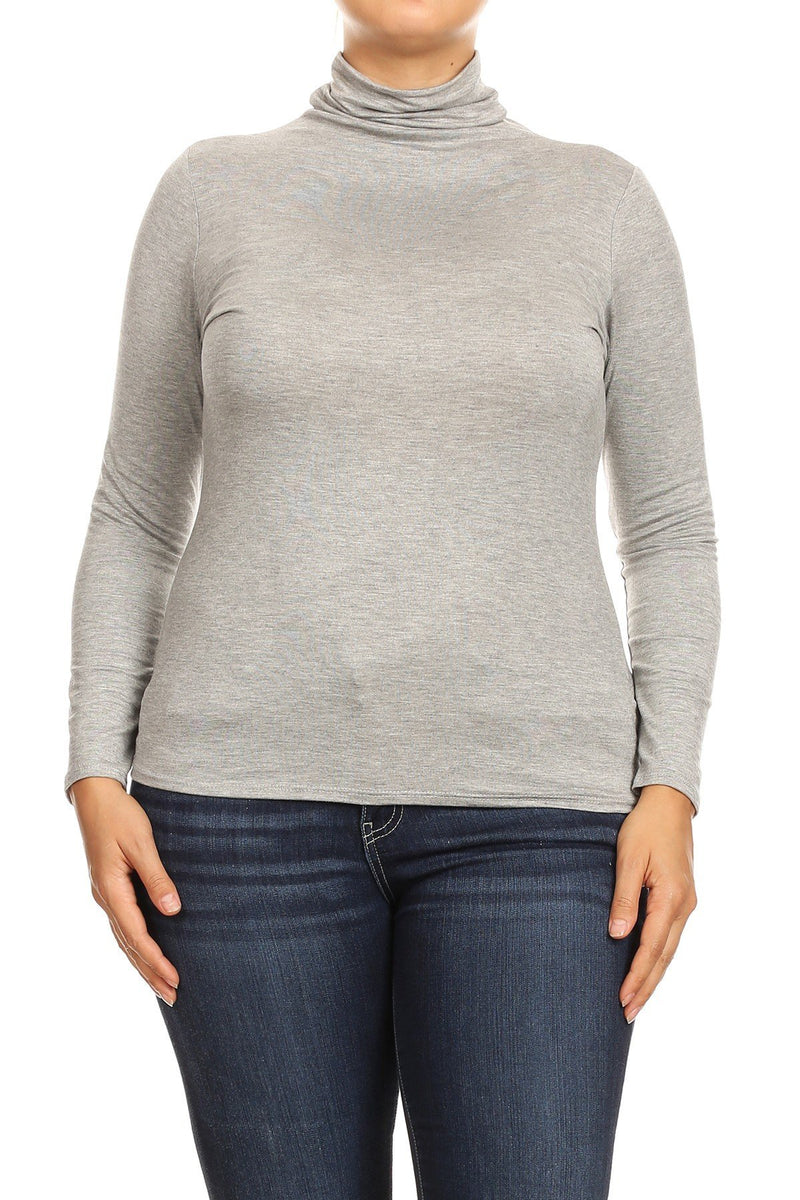 Solid Turtle Neck Tee Plus Size