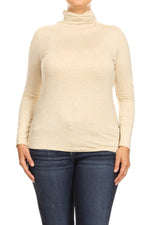 Solid Turtle Neck Tee Plus Size