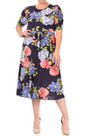 Print Midi Dress with Sash Tie Plus Size