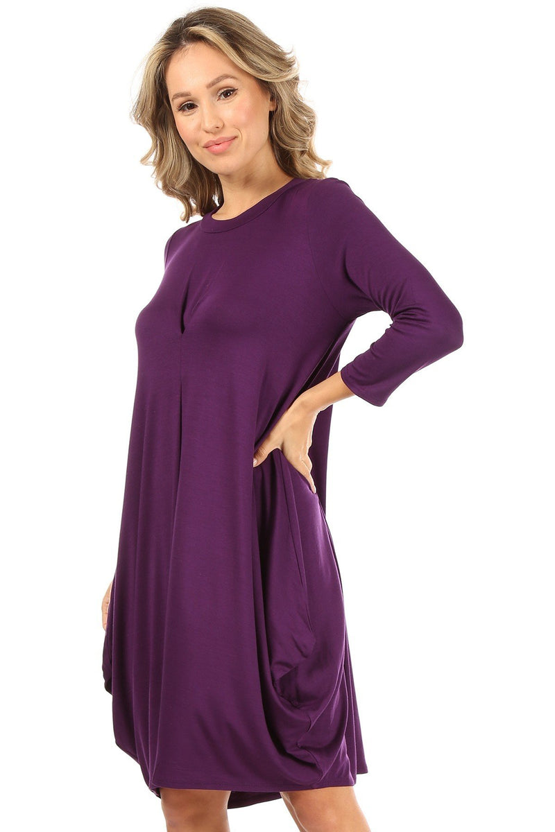 Tapered Hemline Dress with Gathered Front Detail