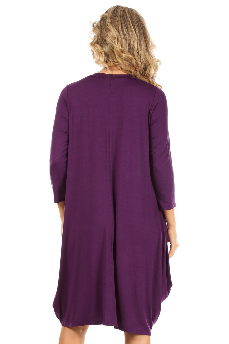 Tapered Hemline Dress with Gathered Front Detail