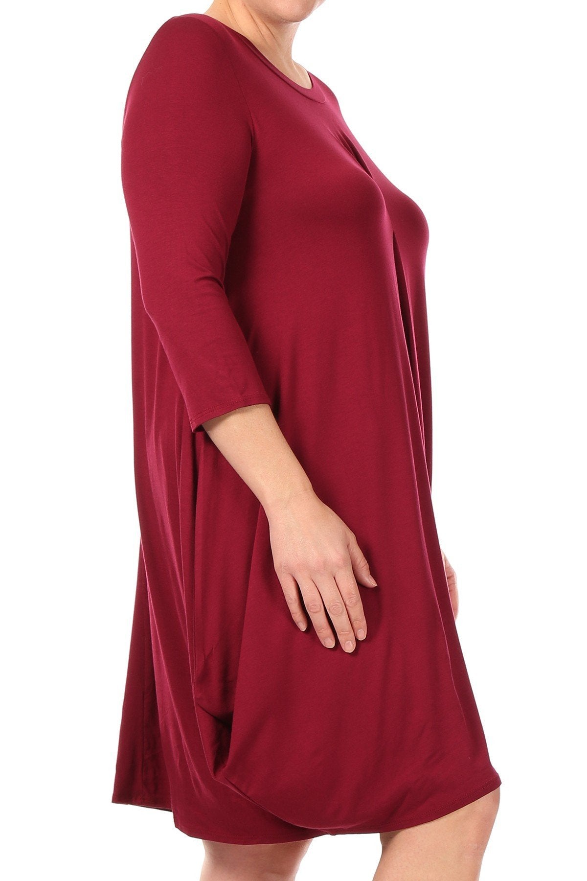 Tapered Hemline Dress with Gathered Front Detail Plus Size