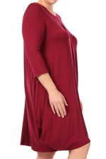 Tapered Hemline Dress with Gathered Front Detail Plus Size