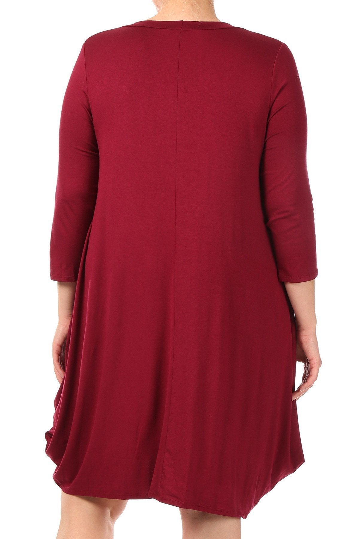 Tapered Hemline Dress with Gathered Front Detail Plus Size