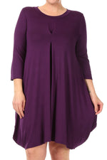 Tapered Hemline Dress with Gathered Front Detail Plus Size