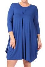 Tapered Hemline Dress with Gathered Front Detail Plus Size