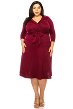 Faux Wrap Dress with Tie Plus Size