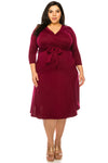 Faux Wrap Dress with Tie Plus Size