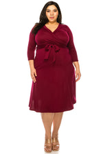 Faux Wrap Dress with Tie Plus Size