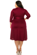 Faux Wrap Dress with Tie Plus Size