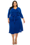 Faux Wrap Dress with Tie Plus Size