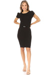 Solid Sheath Dress with Belt