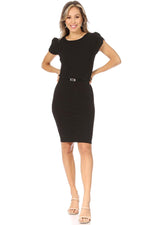 Solid Sheath Dress with Belt