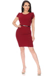 Solid Sheath Dress with Belt