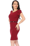 Solid Sheath Dress with Belt