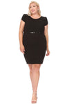 Solid Sheath Dress with Belt Plus Size
