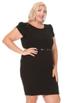 Solid Sheath Dress with Belt Plus Size
