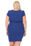Solid Sheath Dress with Belt Plus Size