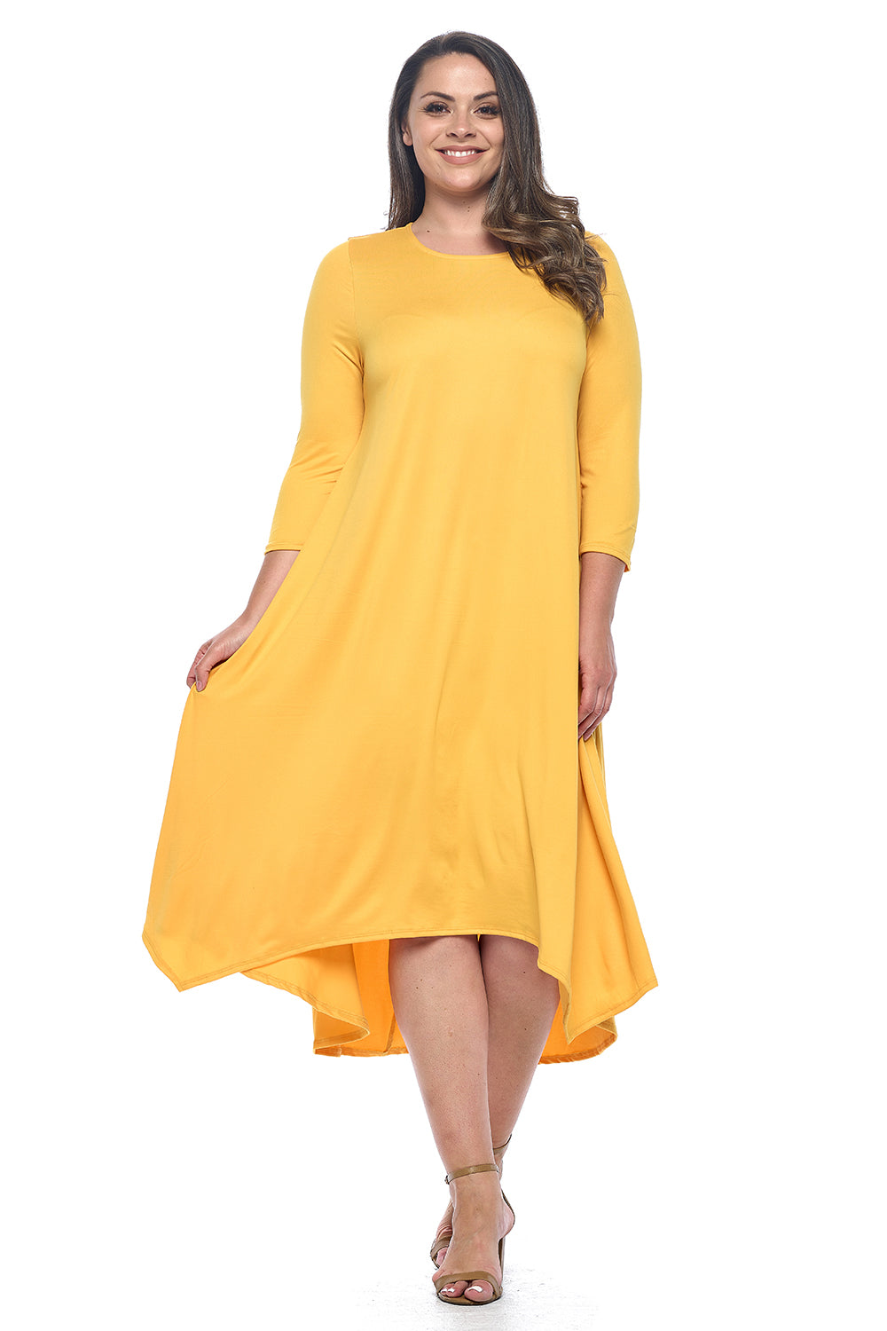 Asymmetric Hem Midi Dress Plus Size
