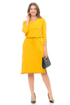 Relaxed Midi Dress with Elastic Waist Solid