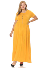 Short Sleeve Maxi Dress with Pockets Plus Size
