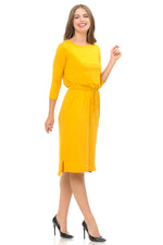 Relaxed Midi Dress with Elastic Waist Solid