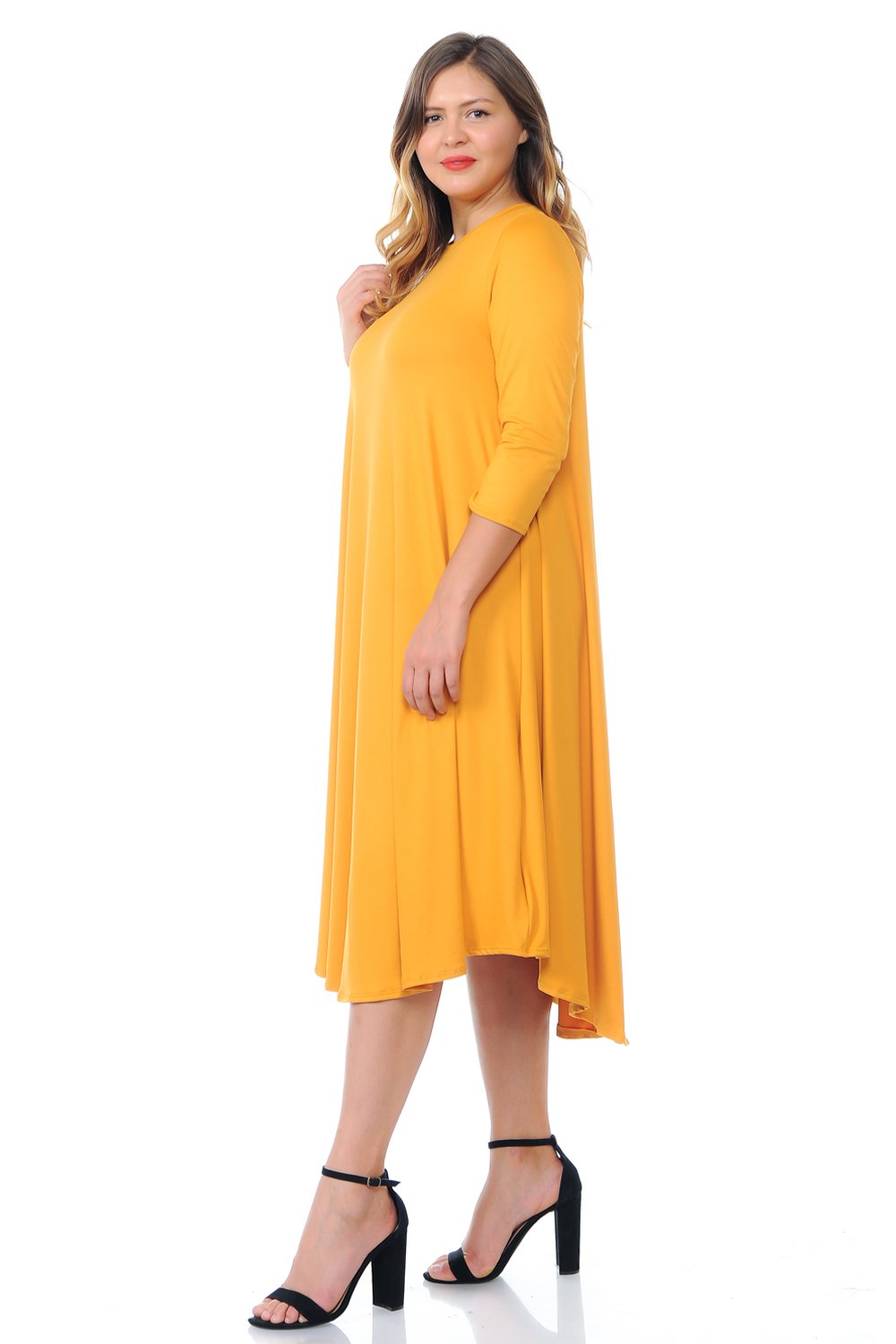 Swing Midi Dress Solid Plus Size