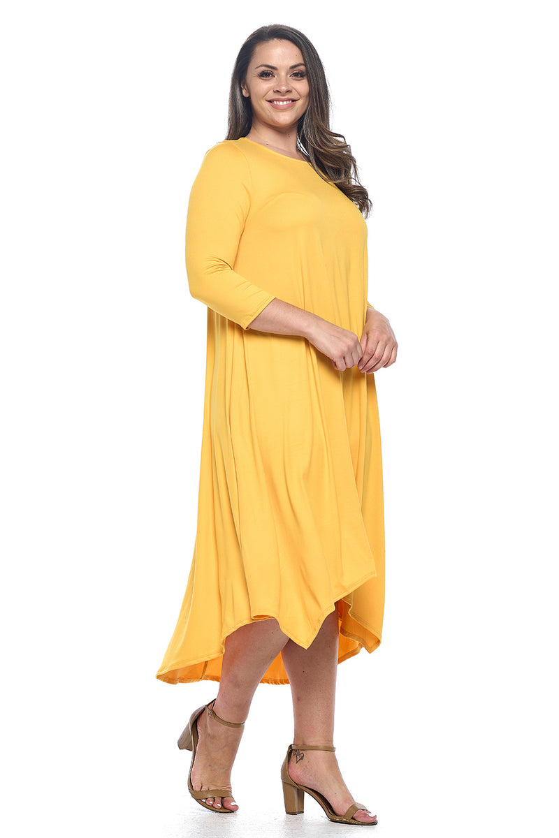 Asymmetric Hem Midi Dress Plus Size