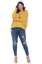 Waffle Dolman Sleeve Top Plus Size